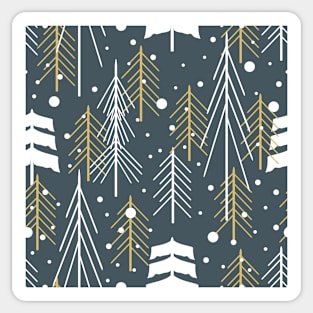 Winter night forest with trees and snowing Sticker